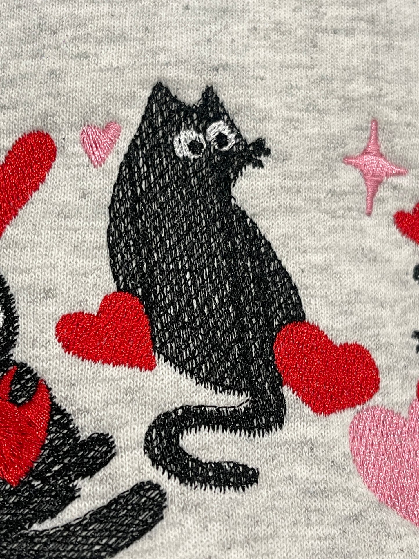 Valentines Heart Cats with Yarn Embroidery