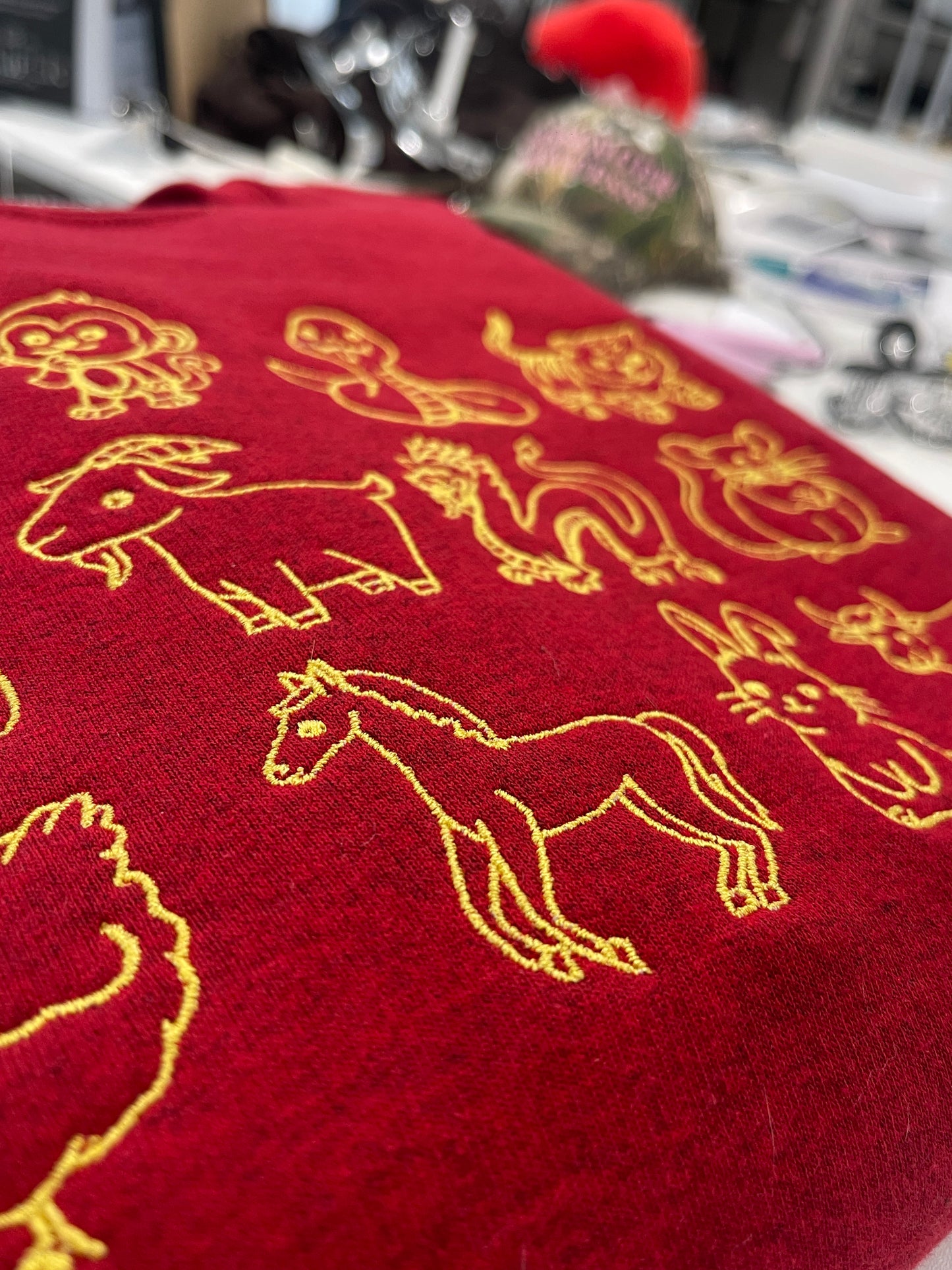 Lunar New Year 12 Chinese Zodiac Animal Sweatshirt Hoodie Custom Embroidery