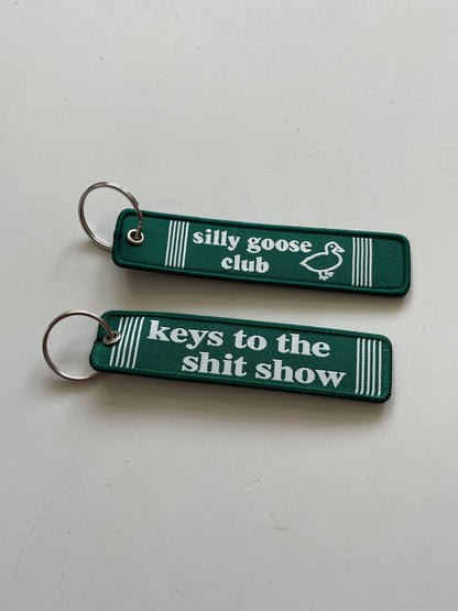 Keys to the Show and Silly Goose Club Fabric Keychain