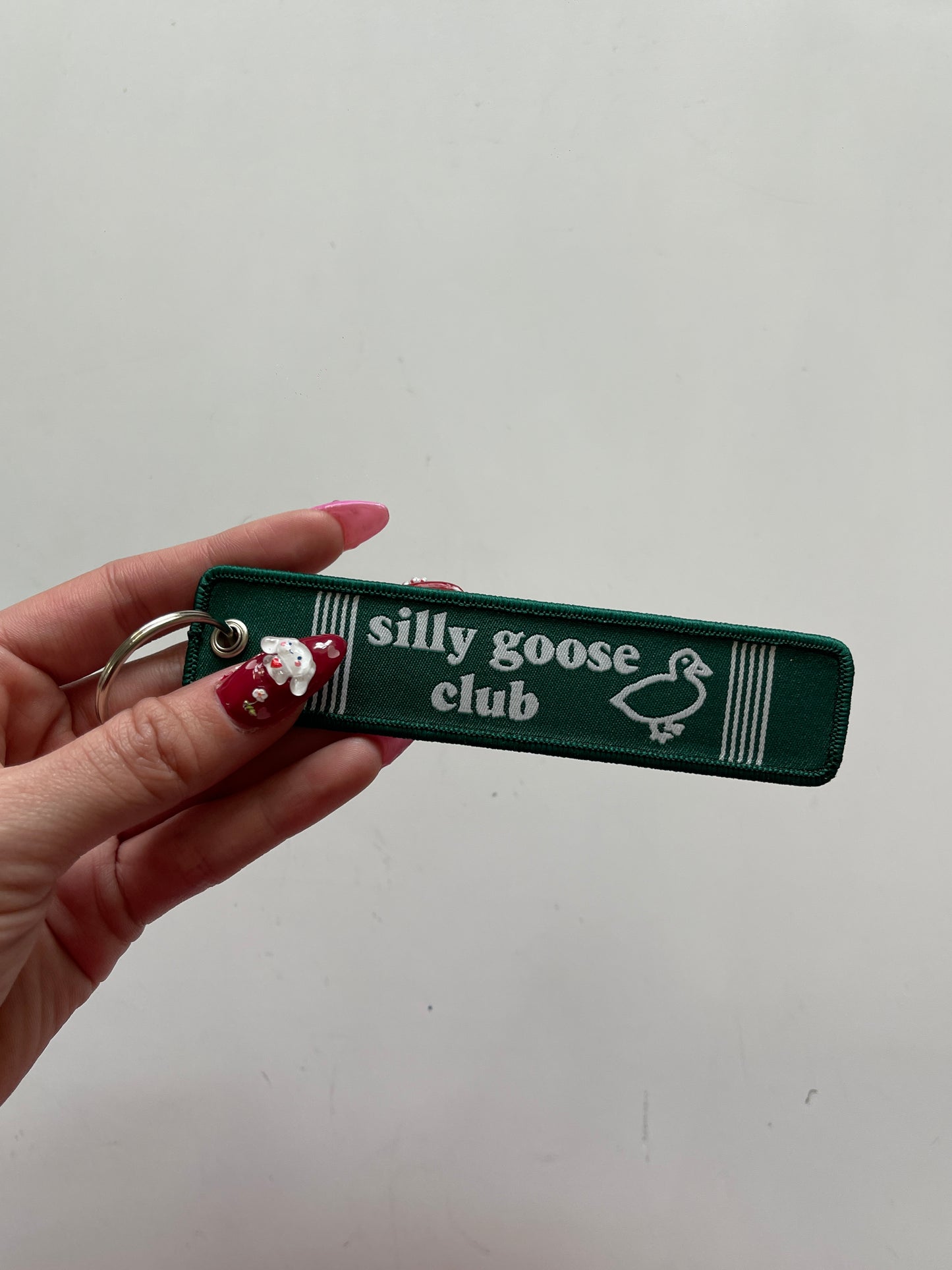 Keys to the Show and Silly Goose Club Fabric Keychain