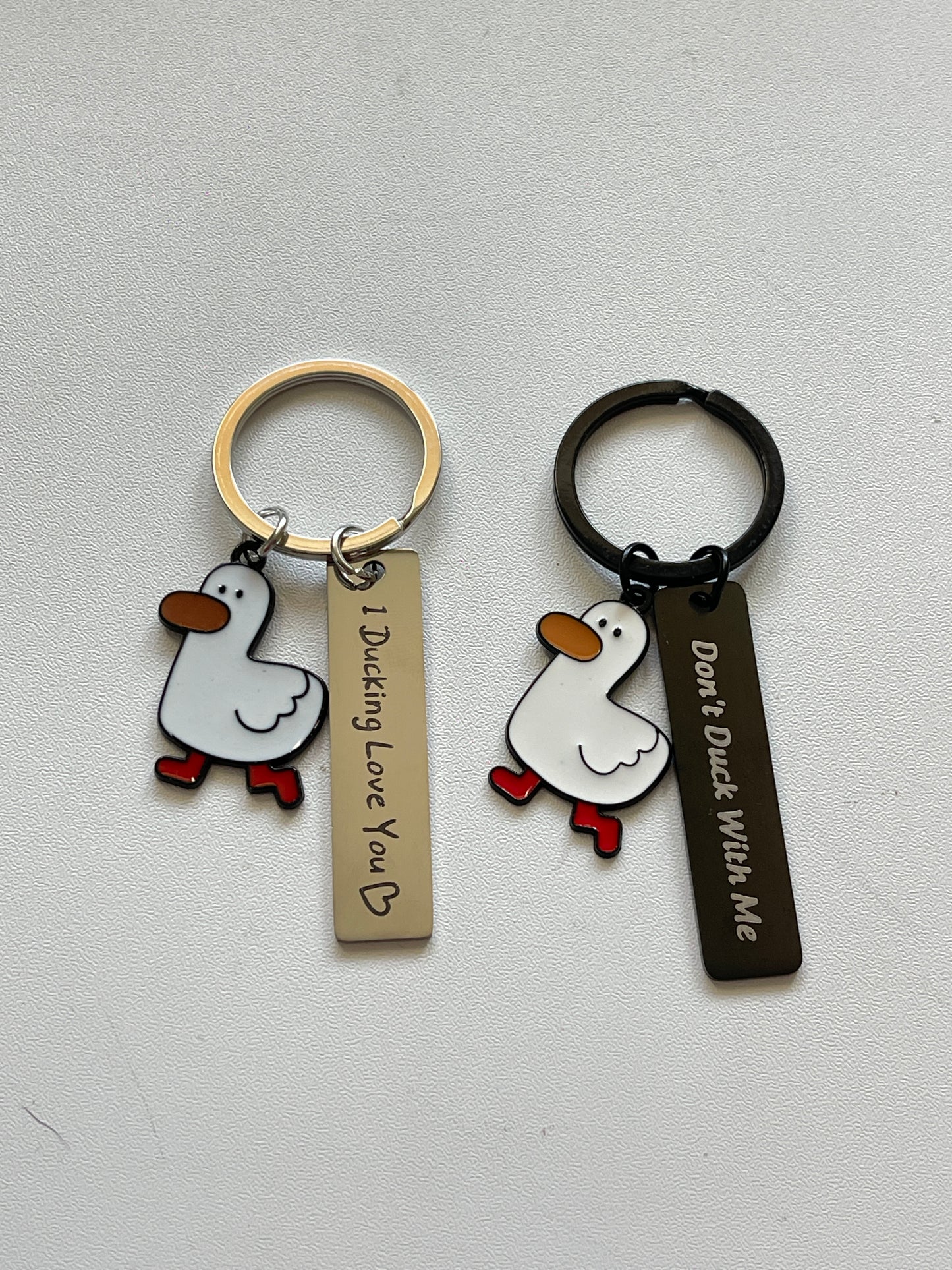 I Ducking Love You / Don't Duck With Me Matching Goose Keychains