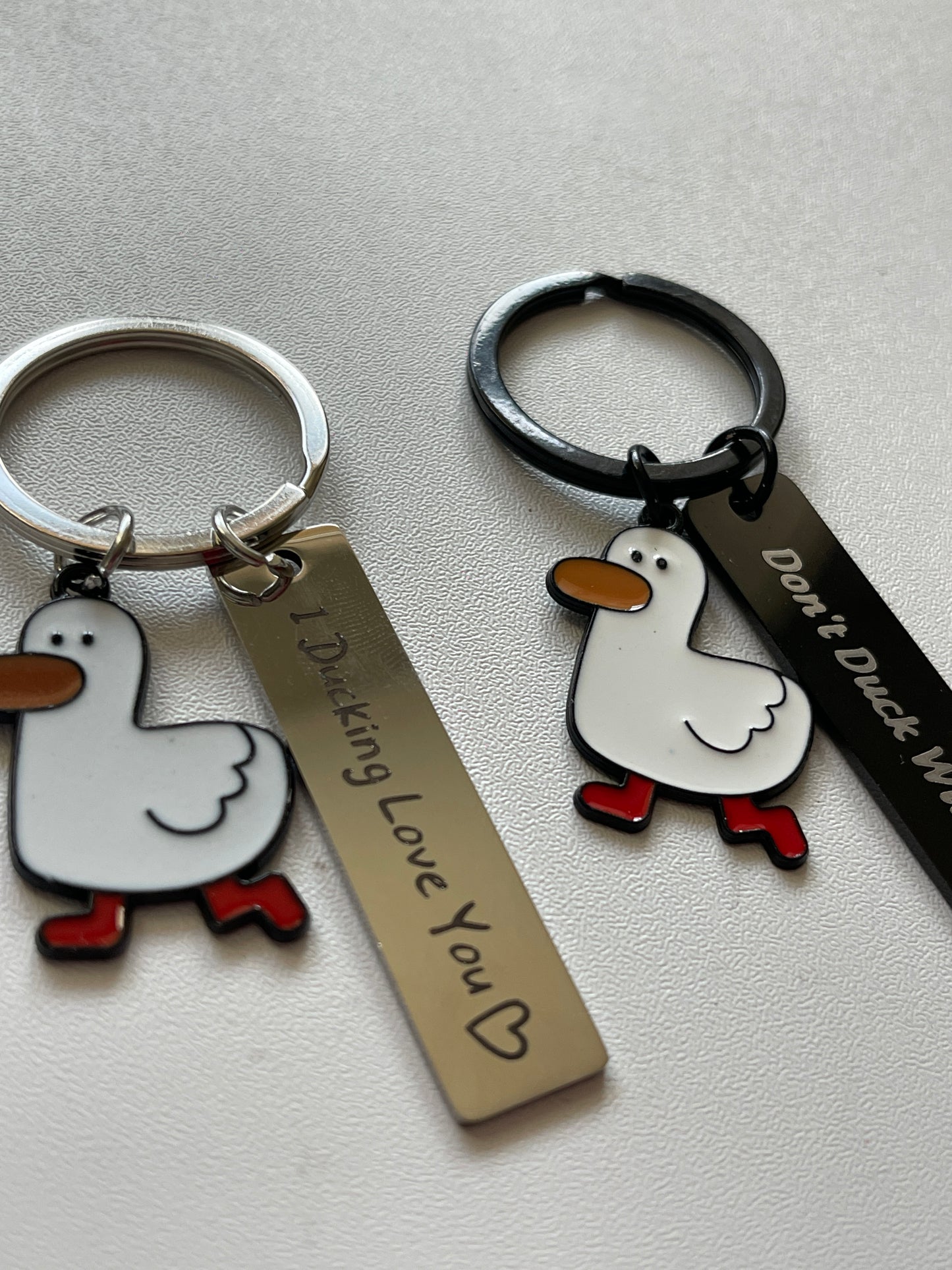 I Ducking Love You / Don't Duck With Me Matching Goose Keychains