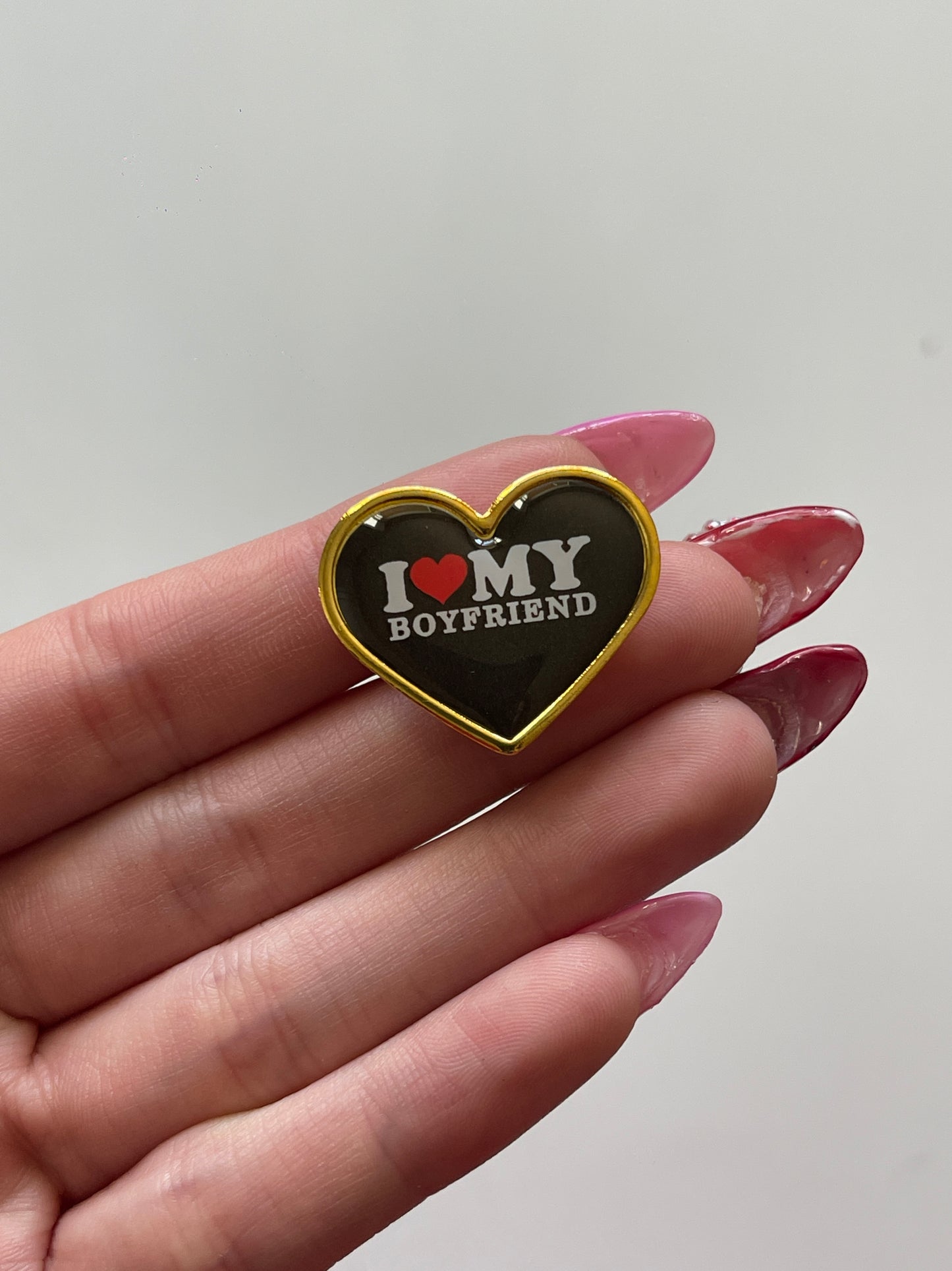 I Love My Boyfriend Girlfriend Brooch Pin