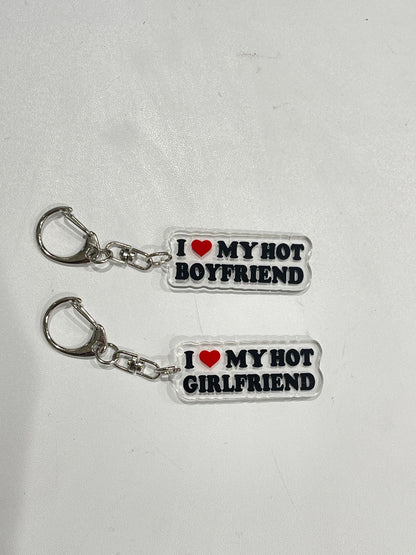 I Love My Hot Boyfriend Girlfriend Matching Acrylic Keychains