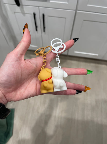 Magnetic White Dog and Golden Retriever Matching Keychains