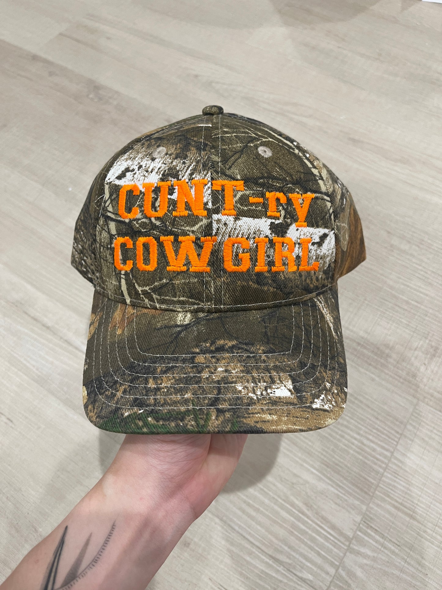 CUNT-ry Cowgirl Embroidered Camo Hat