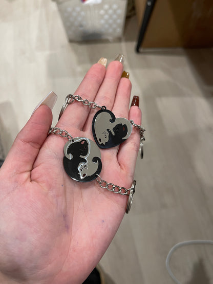 Silver and Black Cat Keychains