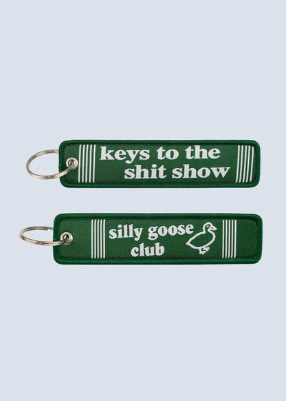 Keys to the Show and Silly Goose Club Fabric Keychain