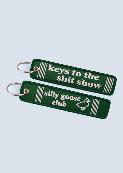 Keys to the Show and Silly Goose Club Fabric Keychain