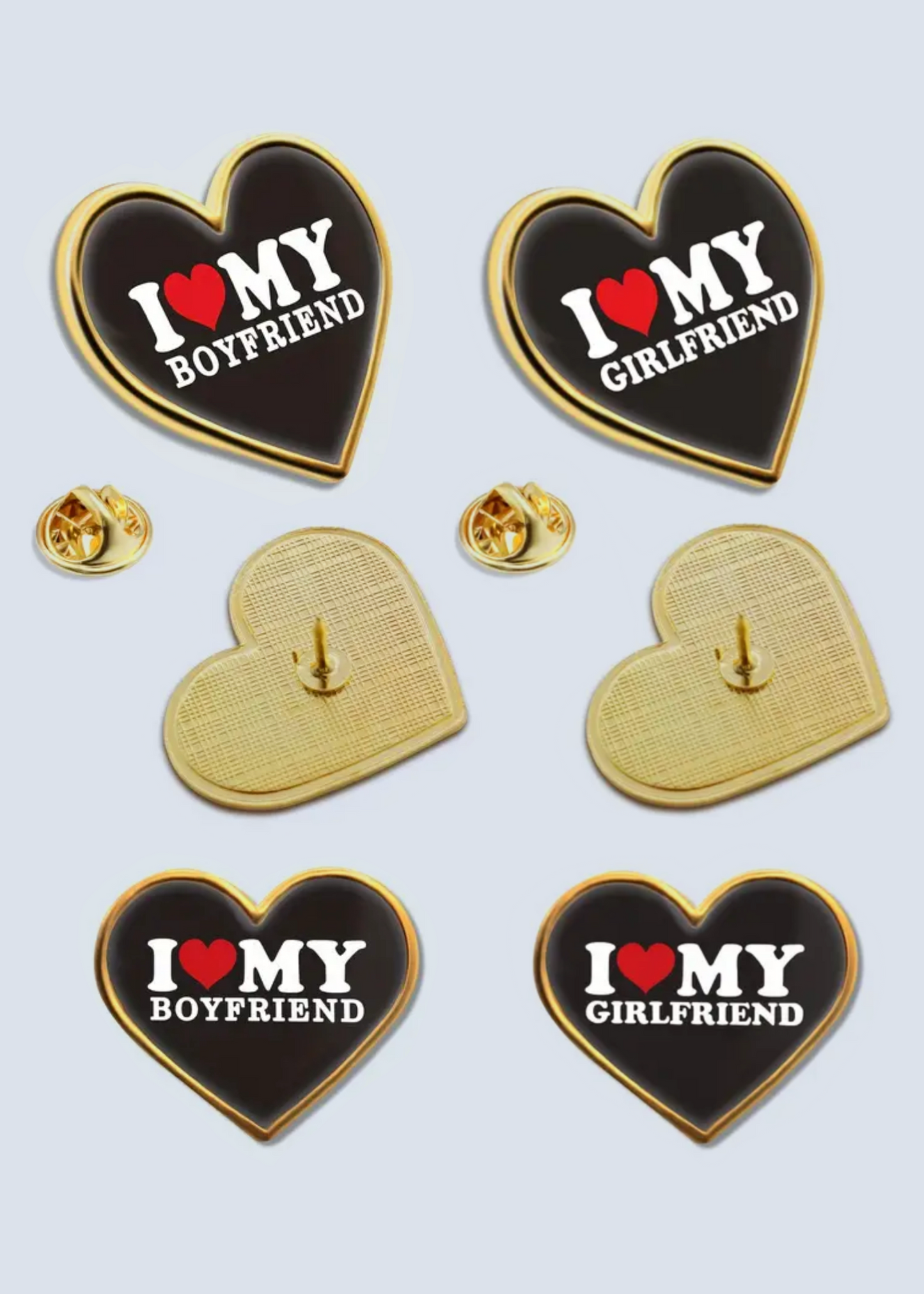 I Love My Boyfriend Girlfriend Brooch Pin