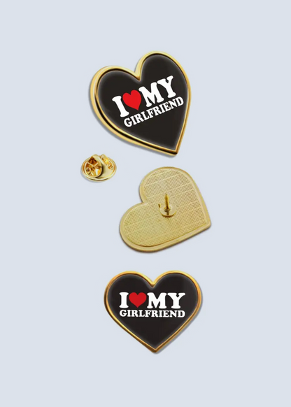 I Love My Boyfriend Girlfriend Brooch Pin