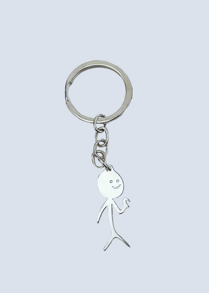 Matching Finger Heart Hands Stick Figure Silver Keychains