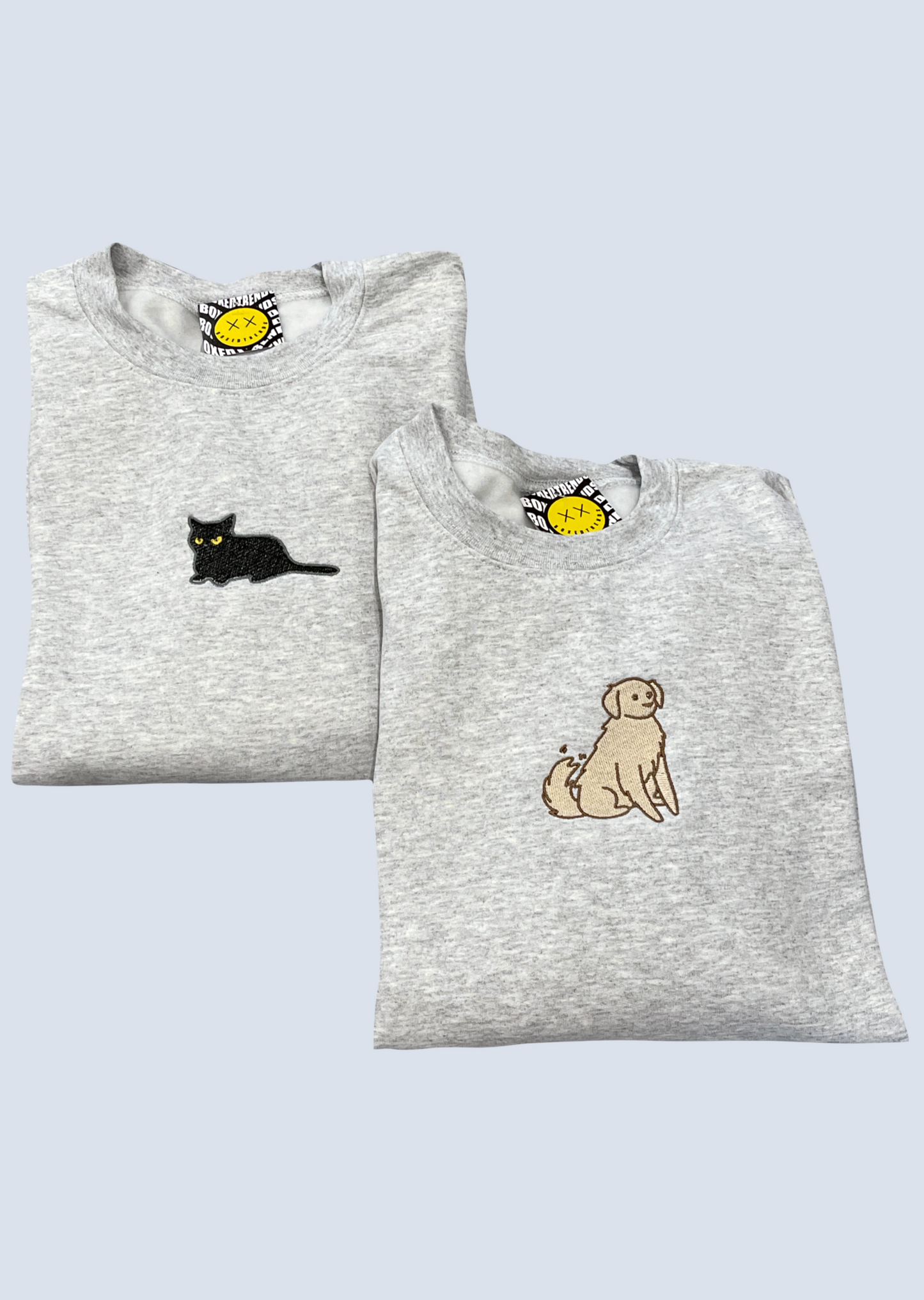 Black Cat and Golden Retriever Duo Embroidered Matching Set