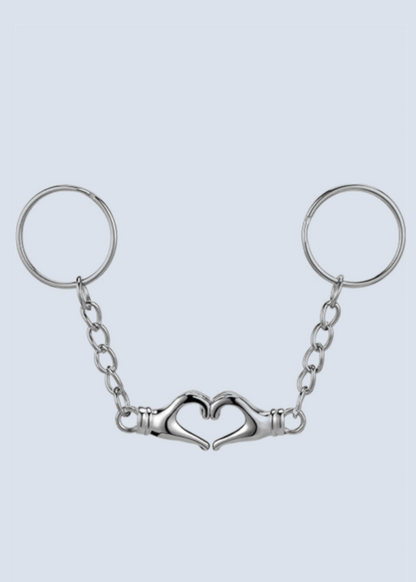 Magnetic Heart Hands Matching Silver Keychains