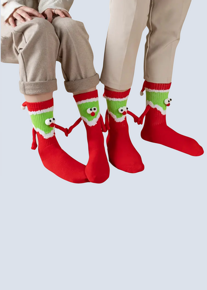 Matching Magnetic Hand Holding Christmas Socks