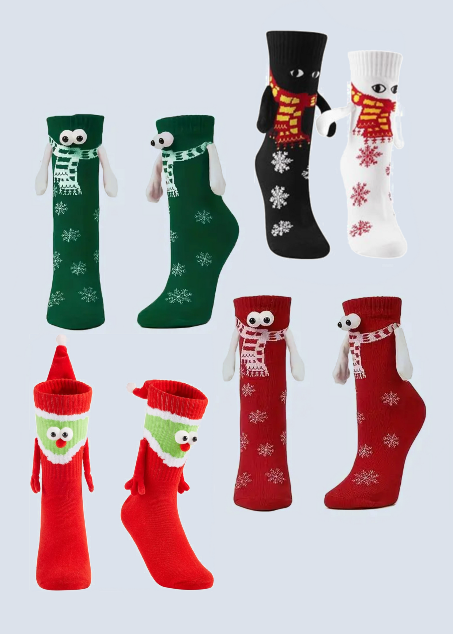 Matching Magnetic Hand Holding Christmas Socks