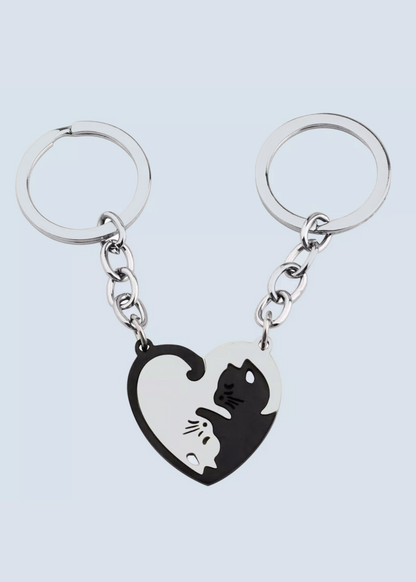 Silver and Black Cat Keychains