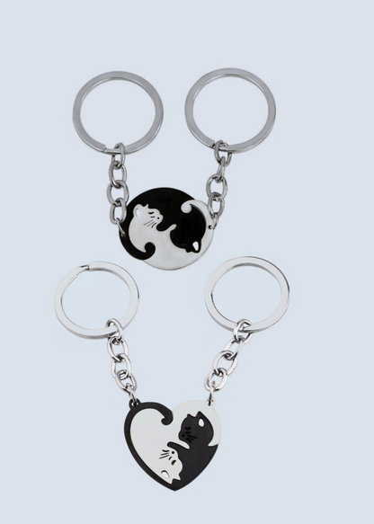 Silver and Black Cat Keychains