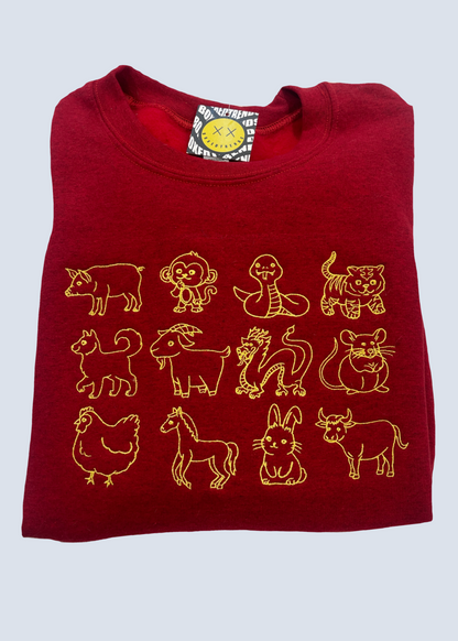 Lunar New Year 12 Chinese Zodiac Animal Sweatshirt Hoodie Custom Embroidery