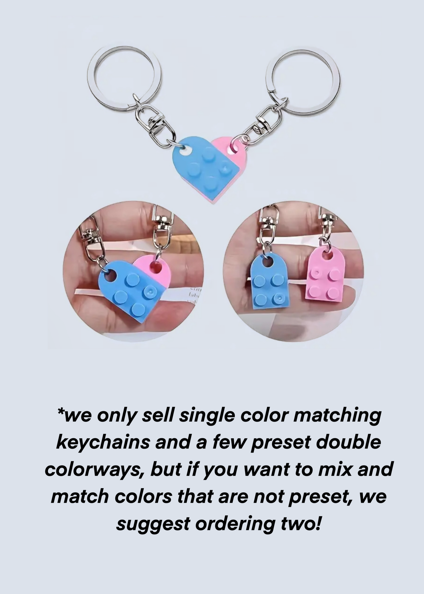 Matching Connecting Brick Keychains