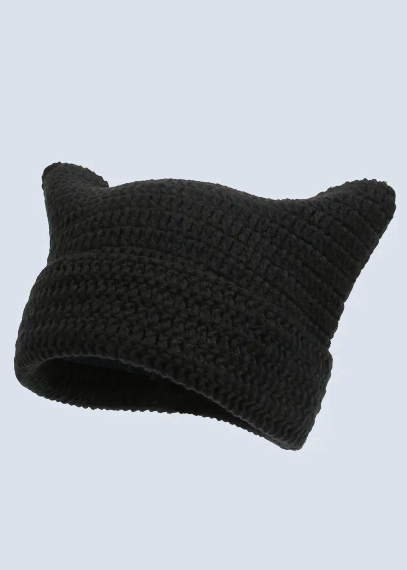 Crochet Cat Ear Striped Beanie Hat