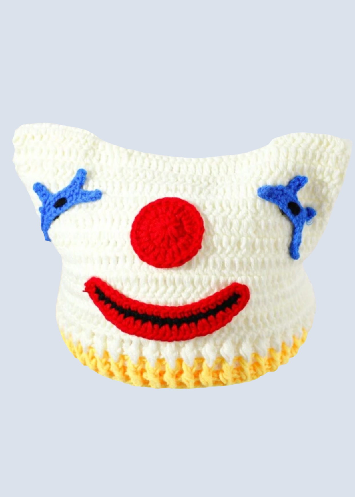 Crochet Clown Cat Ear Striped Beanie Hat