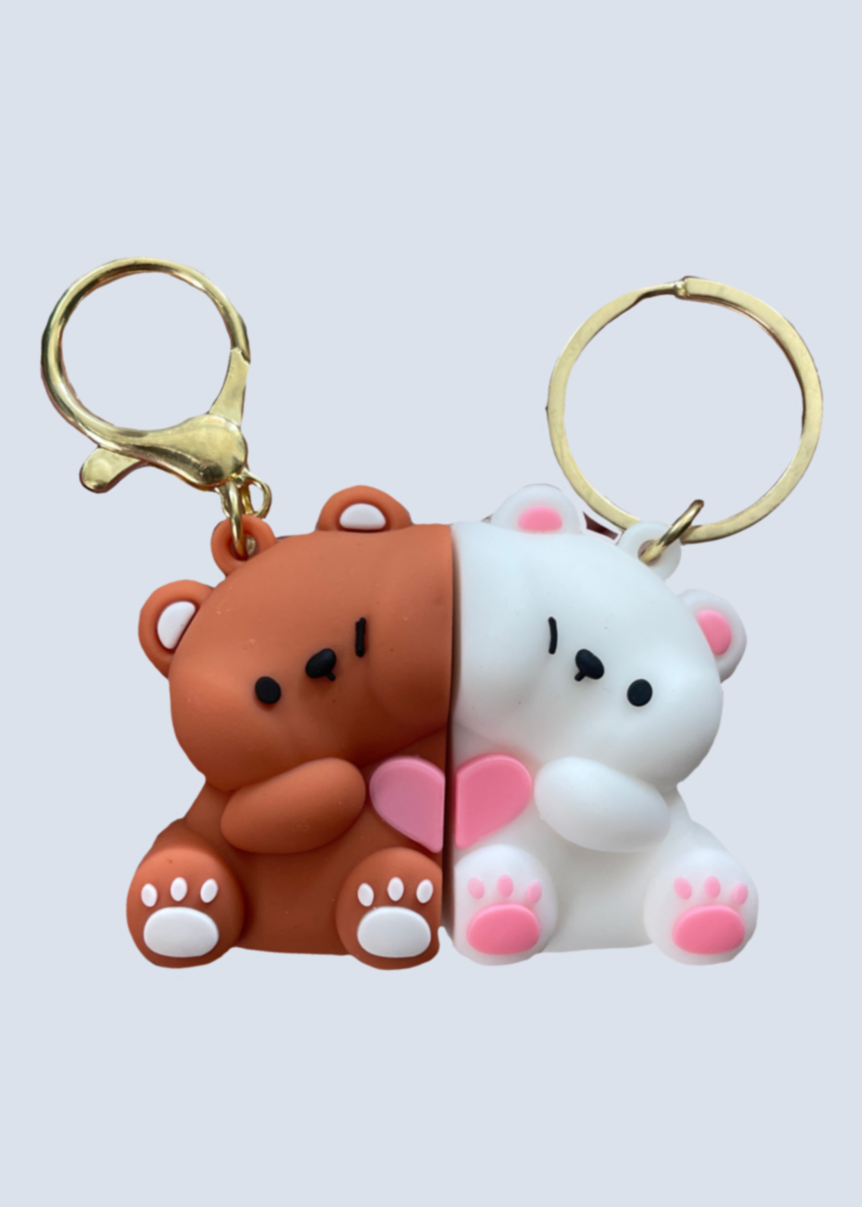 Magnetic White Dog and Golden Retriever Brown Bear and White Bear Matching Keychains