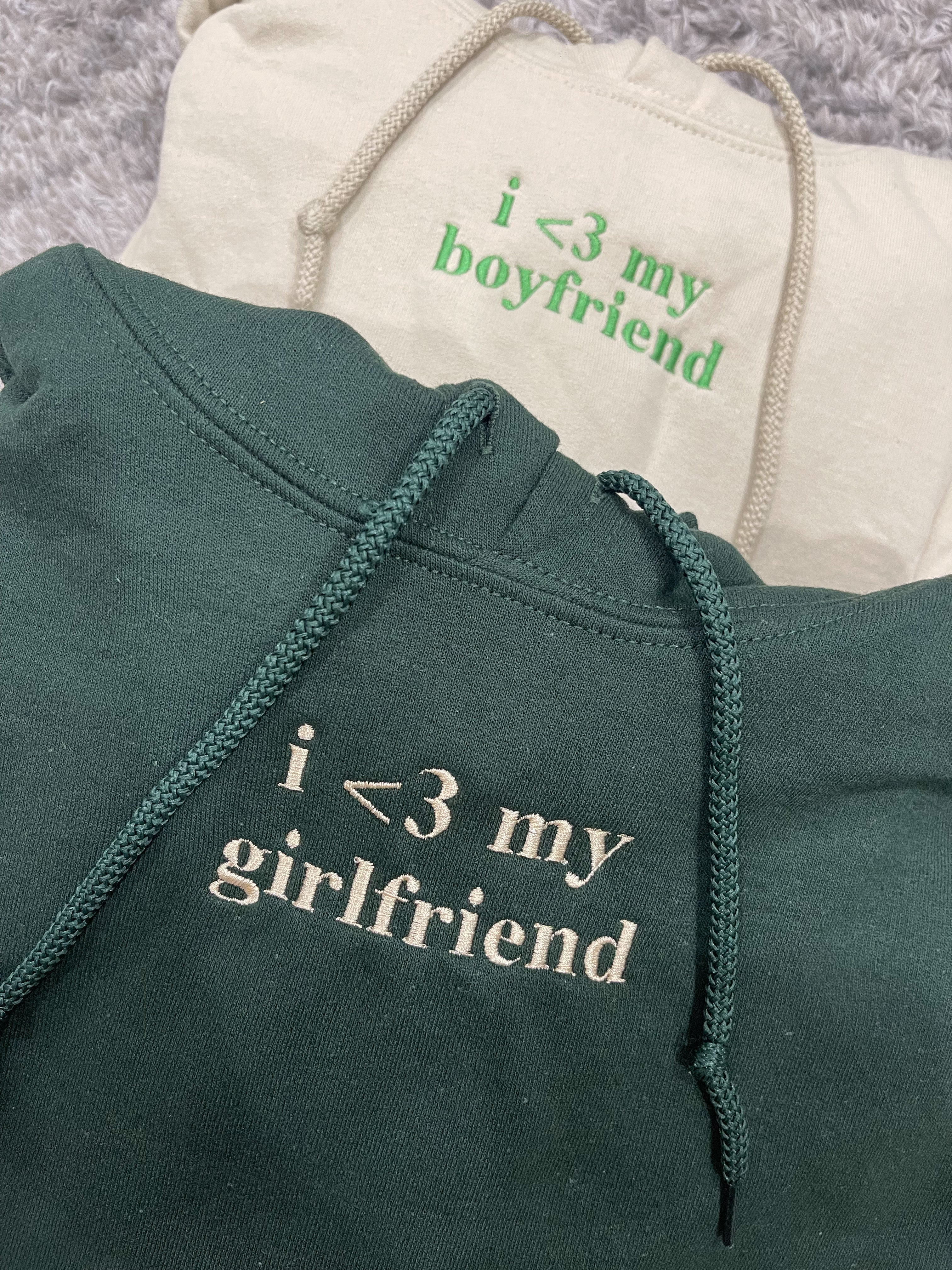 I Love My Boyfriend Girlfriend Embroidered Matching Set